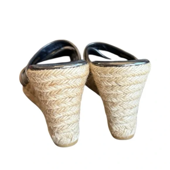 Burberry Nova Check Plaid Espadrille Wedge Sandal Heels Patent Leather 38/7.5-8 - Picture 8 of 12